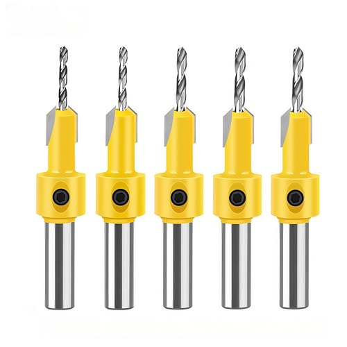 ALUYEH Kegelsenker-Bohrer-Set mit Tiefenanschlagkragen, 8-mm-Schaft für Holzbearbeitung, Schränke, Hartholz und Sperrholz, Senklochbohrer, Holzbearbeitung, 5-teilig ALUYEH Kegelsenker-Bohrer-Set mit Tiefenanschlagkragen, 8-mm-Schaft für Holzbearbeitung, Schränke, Hartholz und Sperrholz, Senklochbohrer, Holzbearbeitung, 5-teilig von ALUYEH