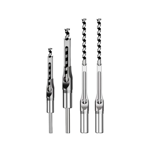 ALUYEH Vierkantlochbohrer-Set, 4 Stück, Hartmetalllegierung, Einsteckbohrer für Holzbearbeitung, 6,4–12,7 mm Vierkantmeißel mit 45/60 mm Tiefe, kompatibel mit Bohrmaschinen und Akkubohrern ALUYEH Vierkantlochbohrer-Set, 4 Stück, Hartmetalllegierung, Einsteckbohrer für Holzbearbeitung, 6,4–12,7 mm Vierkantmeißel mit 45/60 mm Tiefe, kompatibel mit Bohrmaschinen und Akkubohrern von ALUYEH