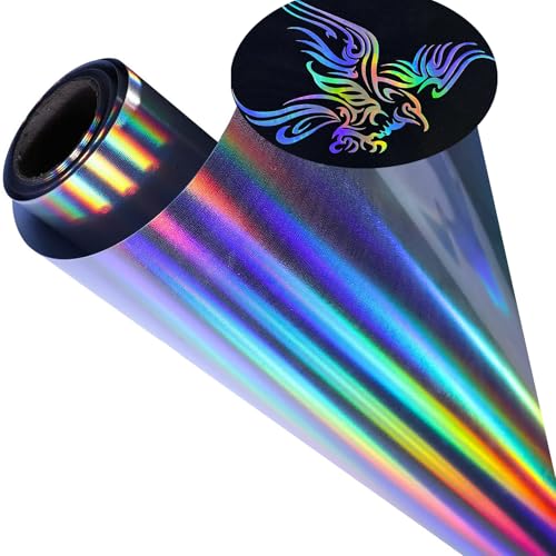 Reflektierend Regenbogen Plotterfolie Textil，30.5cm x 214cm Holografische Vinylfolie Plotter Flexfolie für Cricut und Silhouette Cameo，Textilien Transferfolie zum Aufbügeln für DIY T-Shirt von ALXAZA