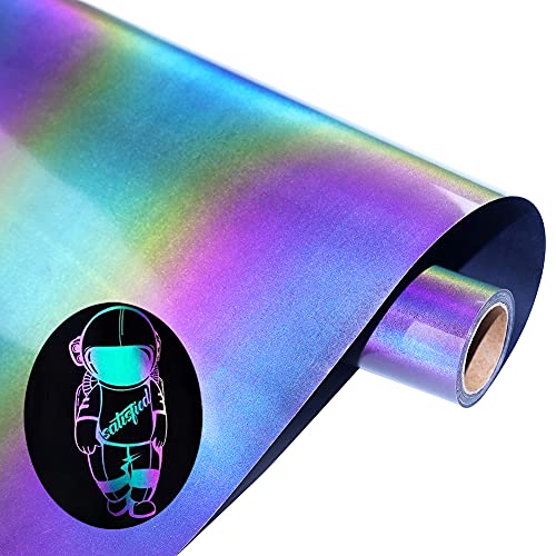 Plotterfolie Textil Reflektierend Regenbogen Vinylfolie Plotter Heat Transfer Vinyl 30.5cm x 214cm Flexfolie für Cricut und Silhouette Cameo，Textilien Transferfolie zum Aufbügeln für DIY T-Shirt von ALXAZA