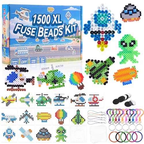 1500 Stück 10mm Bügelperlen Set, 12 Bunte Farben XL Steckperlen mit 15 Luftverkehr Thema Muster, Steckplatte, Bügelpapier und Pinzette ab 3 jahre für Kinder Kreatives Perlenset 1500 Stück 10mm Bügelperlen Set, 12 Bunte Farben XL Steckperlen mit 15 Luftverkehr Thema Muster, Steckplatte, Bügelpapier und Pinzette ab 3 jahre für Kinder Kreatives Perlenset von ALYLDSGS