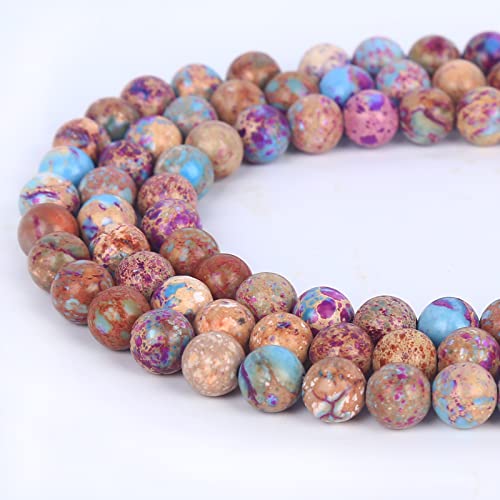 ALZLDYS 46 Stück/Strang, 8 mm, natürliche, bunte imperiale Jaspisperlen, rund, Abstandshalter, lose Steinperlen für Schmuckherstellung, 39,4 cm ALZLDYS 46 Stück/Strang, 8 mm, natürliche, bunte imperiale Jaspisperlen, rund, Abstandshalter, lose Steinperlen für Schmuckherstellung, 39,4 cm von ALZLDYS