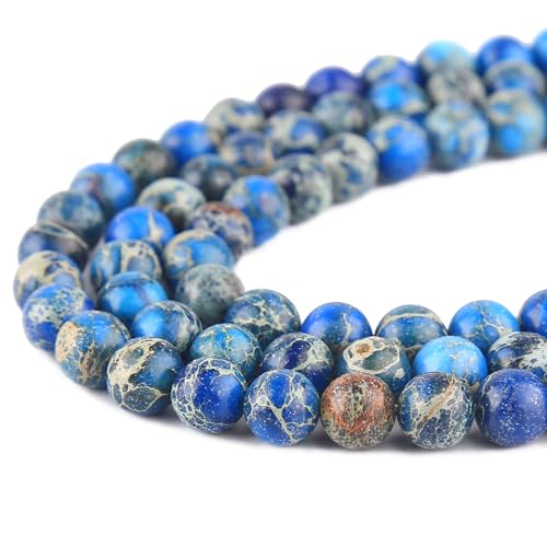 ALZLDYS Natürlicher Edelstein, imperialer Jaspis, poliert, rund, glatt, lose Perlen, 8 mm, ca. 38,1 cm, 1 Strang pro Beutel, für selbstgemachte Armbänder, Halsketten, Königsblau ALZLDYS Natürlicher Edelstein, imperialer Jaspis, poliert, rund, glatt, lose Perlen, 8 mm, ca. 38,1 cm, 1 Strang pro Beutel, für selbstgemachte Armbänder, Halsketten, Königsblau von ALZLDYS