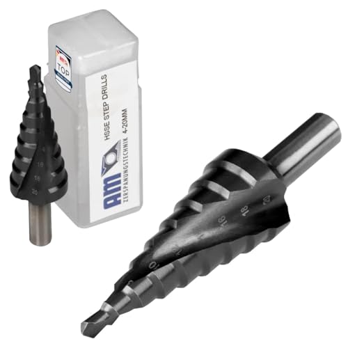 AM-Zerspanungstechnik Stufenbohrer Metall Ø 4-20 HSSE-TiAlN Kobalt | Stufenbohrer Edelstahl | Performance Line Kegelbohrer Metall | Schälbohrer | Kegelfräser (Ø4-20 HSSE-TiAlN (Kobalt)) von AM-Zerspanungstechnik