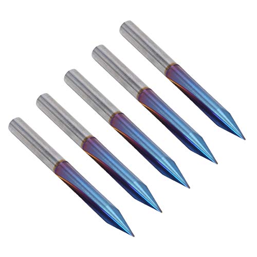 5Pcs Straight Grooves V Bits, 2 Flötenblau Schnitz Gravurschneider, Geeignet für Feder Gravur Werkzeuge, CNC Fräsmaschinen, Endmühlen, 4 X 0.5 X 20 mm von AMAKO