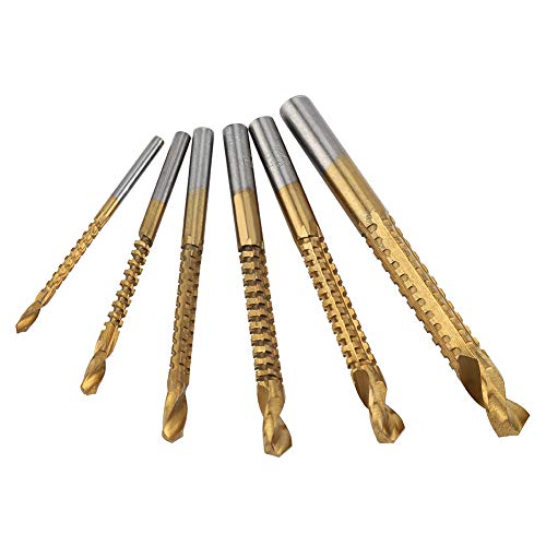 6 Stück HSS Titanschichtbohrer Bits:Holzbearbeitungswerkzeuge,für Holz Aluminium Kunststoff präzises Bohren und Fräsen,Größen 3mm 4mm 5mm 6mm 6.5mm 8mm von AMAKO