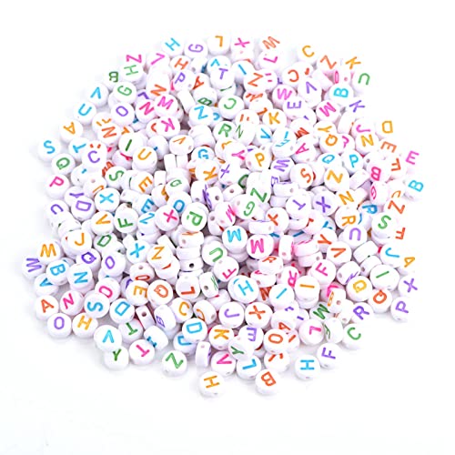 Buchstabenperlen:Runde Acryl Perlen DIY Bastelperlen,passent für Armbänder Halsketten Kinder,500 Stück 7 Farben 6mm von AMAKO