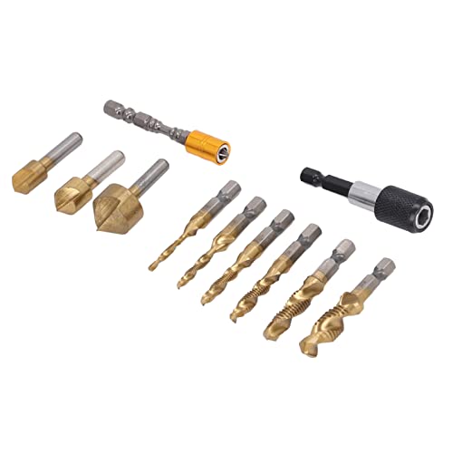 Countersink Bohrbit für Holz mit Schnellfreisetzungsanschluss, TI Beschichtete Stiefmaschinenbohrer Holzbeschaffungswerkzeugset, 11Pcs Countersink Bohrbit für Holz mit Schnellfreisetzungsanschluss, TI Beschichtete Stiefmaschinenbohrer Holzbeschaffungswerkzeugset, 11Pcs von AMAKO