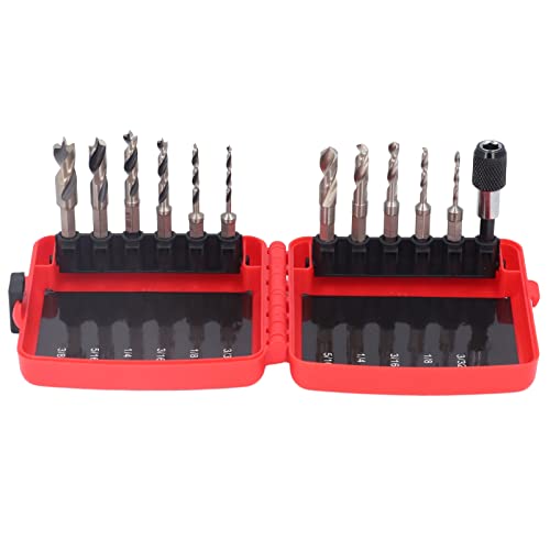 Drillbit für Präzisionsbohrungen, 3 Punkte Brad Tippssatz + Stubby Bohrbit Hex 1/4in Shank HSS mit Stab, 6Pcs + 5Pcs Umfassende Set Drillbit für Präzisionsbohrungen, 3 Punkte Brad Tippssatz + Stubby Bohrbit Hex 1/4in Shank HSS mit Stab, 6Pcs + 5Pcs Umfassende Set von AMAKO