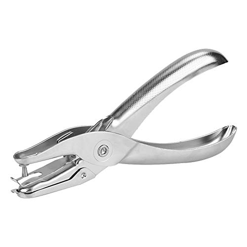 Handheld Lochstanze Einloch Punch Runde Lochstanze Papierlocher Praktische Tragbare Metall Handlocher mit Schrottsammeldesign für Büro Schule Haushalt Silber 134x20x68 mm von AMAKO
