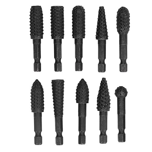 Holzbearbeitungsbohrer Set, 10Pcs 1/4in Hex Shank Rotary Grar Gravierdatei, Schleifbohrer für Holz, starker und präziser Werkzeugsatz von AMAKO