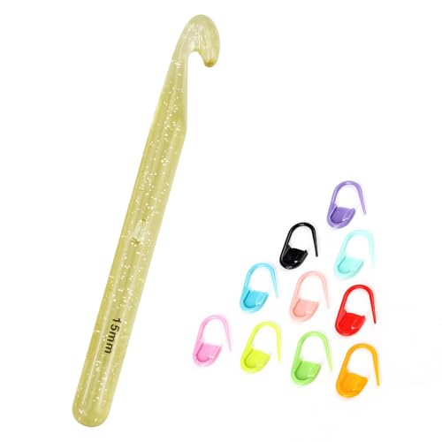1 Stück 15 mm Große Häkelnadel Mit 10 Stück farbige Markierungsnadel, Griff zum Stricken, Häkeln, Ergonomische Häkelnadeln, Häkelnadel für Anfänger, Teppich Schals, Großes Woll-Stricken, Durchscheine 1 Stück 15 mm Große Häkelnadel Mit 10 Stück farbige Markierungsnadel, Griff zum Stricken, Häkeln, Ergonomische Häkelnadeln, Häkelnadel für Anfänger, Teppich Schals, Großes Woll-Stricken, Durchscheine von AMANDELIZABE