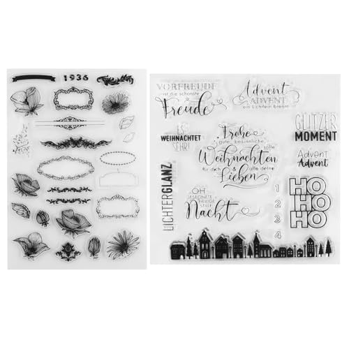 2 Stück klarer Stempel, Silikonstempel, Transparentes Silikonstempelset, Fröhliche Weihnachten Stempel für DIY, Journal, Scrapbooking Fotoalbum Stempel von AMANDELIZABE