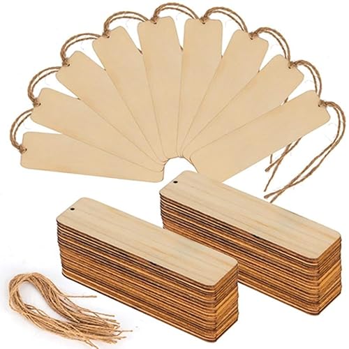 210 Stück Holz Blanko Lesezeichen Set,75 Stücke Lesezeichen aus Holz 60 Stücke Bunten Quasten Rechteck Leeres Lesezeichen mit Löchern für DIY Lesezeichen Handwerk Geschenke Tag, 12x3,2 cm von AMANDELIZABE