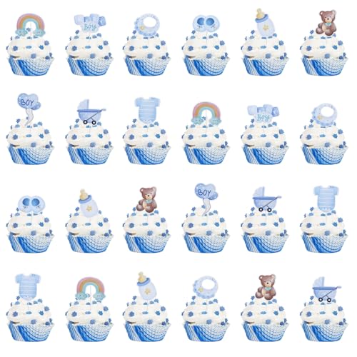 27 Stück Babyparty Tortendeko Taufe Junge,Baby Cupcake Topper, Boy Deko Kuchen,Baby Shower Tortendeko Gender Reveal Party, Muffin Deko Blau für Taufe, Shower,Babyparty 27 Stück Babyparty Tortendeko Taufe Junge,Baby Cupcake Topper, Boy Deko Kuchen,Baby Shower Tortendeko Gender Reveal Party, Muffin Deko Blau für Taufe, Shower,Babyparty von AMANDELIZABE