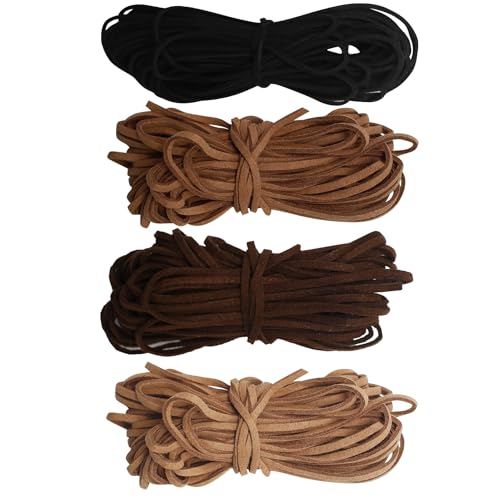 4 Farben 10M x 2.5mm Lederschnur Lederband, Faux Wildleder Schnur, Lederband Leder Schnur Faux Faden, Klassik Basteln Lederschnüre für DIY Armband Halskette Schmuck Handwerk von AMANDELIZABE