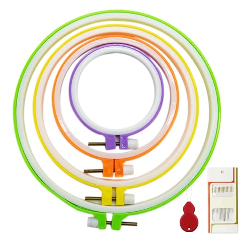 4 Größen,stickrahmen kunststoff, buntes rundes Stickrahmen-Set,embroidery hoop,Kunststoff, Kreis, Kreuzstich, inklusive 16 Stück Nähnadeln Öhr mit 1 Fadenführung 1 Fadenentferner 4 Größen,stickrahmen kunststoff, buntes rundes Stickrahmen-Set,embroidery hoop,Kunststoff, Kreis, Kreuzstich, inklusive 16 Stück Nähnadeln Öhr mit 1 Fadenführung 1 Fadenentferner von AMANDELIZABE