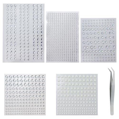 5 Stück Edelsteine Set mit 1 Edelstahl Pinzette, Glitter Strass Aufkleber, Selbstklebende Strass Steine Temporäre Tattoo für Gesicht, Augen, Kristall Juwelen Edelsteine Festival Make-Up 5 Stück Edelsteine Set mit 1 Edelstahl Pinzette, Glitter Strass Aufkleber, Selbstklebende Strass Steine Temporäre Tattoo für Gesicht, Augen, Kristall Juwelen Edelsteine Festival Make-Up von AMANDELIZABE