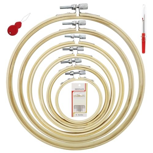6 GrößEn Runder Stickrahmen Set,Kreuzstich Ring,Bambus Stickrahmen, mit 1 Kreuzstichtrenner Und 1 NadeleinfäDler, Bambus Kreis Kreuzstich Hoop Ringe für Diy Handwerk NäHen 6 GrößEn Runder Stickrahmen Set,Kreuzstich Ring,Bambus Stickrahmen, mit 1 Kreuzstichtrenner Und 1 NadeleinfäDler, Bambus Kreis Kreuzstich Hoop Ringe für Diy Handwerk NäHen von AMANDELIZABE