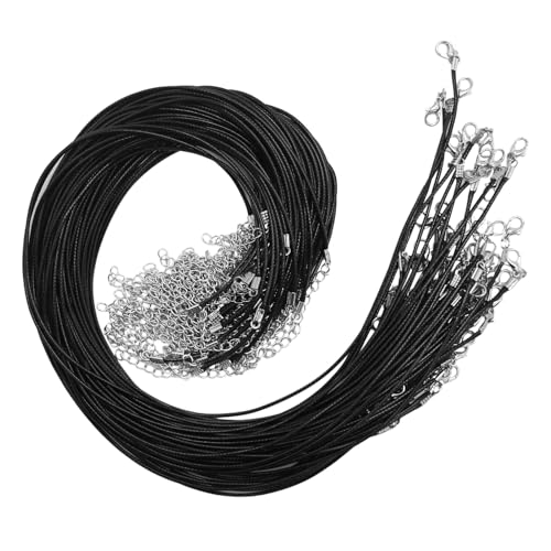 66 Stück Halskettenschnur 2 mm gewachste Halskettenschnur mit Verschluss 20 Zoll Schwarze Halskettenschnur gewachste Baumwollschnur Halskette für DIY Armband, Halskette 66 Stück Halskettenschnur 2 mm gewachste Halskettenschnur mit Verschluss 20 Zoll Schwarze Halskettenschnur gewachste Baumwollschnur Halskette für DIY Armband, Halskette von AMANDELIZABE