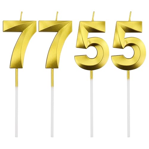 Geburtstagskerzen Zahlen 57/75, Gold Geburtstag Kerzen, Zahlenförmige Kerze, 3D Tortendeko, kuchen Dekoration für Geburtstag Party, Hochzeiten, Firmenfeiern, Jubiläen, Birthday Candle Nummer 57/75 Geburtstagskerzen Zahlen 57/75, Gold Geburtstag Kerzen, Zahlenförmige Kerze, 3D Tortendeko, kuchen Dekoration für Geburtstag Party, Hochzeiten, Firmenfeiern, Jubiläen, Birthday Candle Nummer 57/75 von AMANDELIZABE