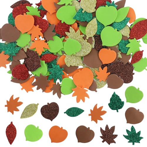 Herbst Aufkleber, 315 Stück Thanksgiving Herbstblatt Deko Aufkleber Glitzernde Blatt Aufkleber Selbstklebende Schaumstoff Herbst Sticker DIY Filz Bastelset Herbst Dekorationen von AMANDELIZABE