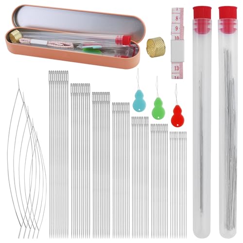 Perlennadel Set 70 Stück Lange gerade Perlennadeln Sticknadeln Offene Perlennadeln in 5 Größen und Aufbewahrungsbox aus Eisen für die Herstellung von Armbändern Silber mit 1 Maßband Perlennadel Set 70 Stück Lange gerade Perlennadeln Sticknadeln Offene Perlennadeln in 5 Größen und Aufbewahrungsbox aus Eisen für die Herstellung von Armbändern Silber mit 1 Maßband von AMANDELIZABE