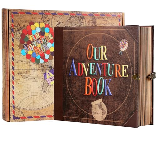 Scrapbook Fotoalbum, unser Abenteuerbuch, Sammelalbum, geprägte Wörter, Hardcover, Film, Reise, Scrapbook für Jahrestag, Hochzeit, Reisen, Babyparty usw. (Abenteuerbuch-Buchstabe) von AMAOGE