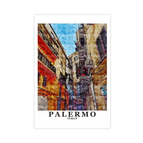 AMATWI Palermo Italien-Reiseposter im Vintage-Stil, Leinwandposter, Wandkunst, Dekordruck, Bild, Gemälde für Wohnzimmer, Schlafzimmer, Dekoration, ungerahmt, 50 x 75 cm AMATWI Palermo Italien-Reiseposter im Vintage-Stil, Leinwandposter, Wandkunst, Dekordruck, Bild, Gemälde für Wohnzimmer, Schlafzimmer, Dekoration, ungerahmt, 50 x 75 cm von AMATWI