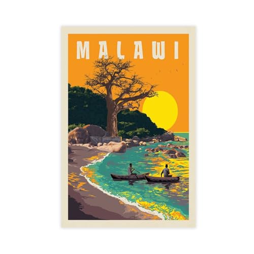AMATWI Vintage-Reiseposter Malawi, Afrika, Gigapixel-Skala, Leinwandposter, Wandkunst, Dekordruck, Bild, Gemälde für Wohnzimmer, Schlafzimmer, Dekoration, ungerahmt, 60 x 90 cm AMATWI Vintage-Reiseposter Malawi, Afrika, Gigapixel-Skala, Leinwandposter, Wandkunst, Dekordruck, Bild, Gemälde für Wohnzimmer, Schlafzimmer, Dekoration, ungerahmt, 60 x 90 cm von AMATWI