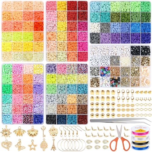 AMAZING TIME Set zur Herstellung von Armbändern aus Tonperlen, 120 Farben, Polymer-Ton-Perlen, Buchstabenperlen, Anhänger und elastische Schnüre für selbstgemachte Schmuckherstellung, Armbänder AMAZING TIME Set zur Herstellung von Armbändern aus Tonperlen, 120 Farben, Polymer-Ton-Perlen, Buchstabenperlen, Anhänger und elastische Schnüre für selbstgemachte Schmuckherstellung, Armbänder von AMAZING TIME