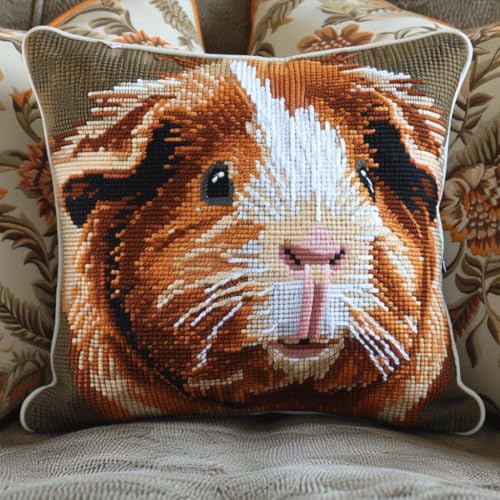11CT Kissenbezug Zum Sticken Kreuzstich, Tierisches Meerschweinchen Stickset Kissenkreuzstichset Für Kissen Für Anfänger Zur Dekoration Von Wohnzimmer Und Schlafzimmer 45x45cm von AMBATTERY