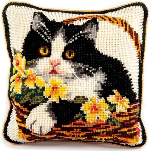 11CT Stickset Kissenbezug, Katze Kreuzstich Kissen Set Vorgedruckt,Kissenbezug Zum Sticken Kreuzstich Für Anfänger Mit Muster Und Anleitung 45x45cm 11CT Stickset Kissenbezug, Katze Kreuzstich Kissen Set Vorgedruckt,Kissenbezug Zum Sticken Kreuzstich Für Anfänger Mit Muster Und Anleitung 45x45cm von AMBATTERY