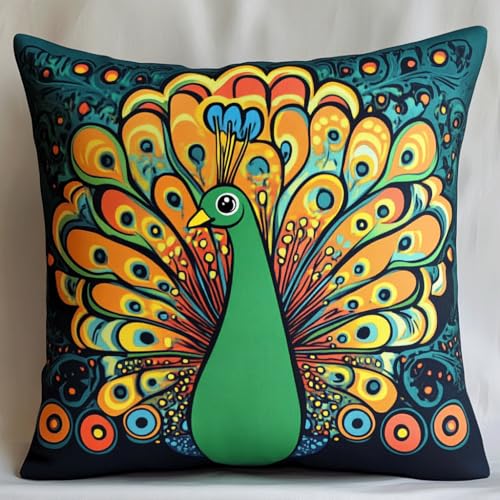 AMBATTERY 11CT Kreuzstich Kissen Set, Eleganter Pfau Stickkissen Mit Stickgarn 45X45cm Kreuzstichkissen Set zum Basteln Stickkissen Stickpackung mit Vorgedruckt Kreuzstichmotiv AMBATTERY 11CT Kreuzstich Kissen Set, Eleganter Pfau Stickkissen Mit Stickgarn 45X45cm Kreuzstichkissen Set zum Basteln Stickkissen Stickpackung mit Vorgedruckt Kreuzstichmotiv von AMBATTERY