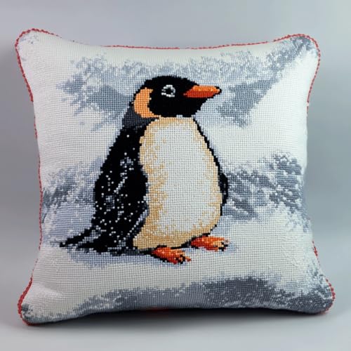 AMBATTERY 11CT Kreuzstich Kissen Set, Tierischer Pinguin Stickkissen Mit Stickgarn 45X45cm Kreuzstichkissen Set zum Basteln Stickkissen Stickpackung mit Vorgedruckt Kreuzstichmotiv AMBATTERY 11CT Kreuzstich Kissen Set, Tierischer Pinguin Stickkissen Mit Stickgarn 45X45cm Kreuzstichkissen Set zum Basteln Stickkissen Stickpackung mit Vorgedruckt Kreuzstichmotiv von AMBATTERY