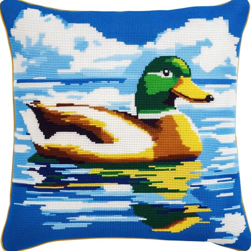 AMBATTERY 11CT Kreuzstich Kissen Set Vorgedruckt, Enten im See Bedrucktes Leinwand-Kissen-Stickset, Kissenbezug Zum Sticken Kreuzstich, Stickkissen Set 45x45cm AMBATTERY 11CT Kreuzstich Kissen Set Vorgedruckt, Enten im See Bedrucktes Leinwand-Kissen-Stickset, Kissenbezug Zum Sticken Kreuzstich, Stickkissen Set 45x45cm von AMBATTERY