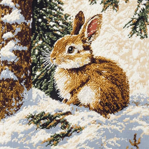AMBATTERY 11CT Kreuzstich Kissen Set Vorgedruckt, Kaninchen im Schnee Bedrucktes Leinwand-Kissen-Stickset, Kissenbezug Zum Sticken Kreuzstich, Stickkissen Set 45x45cm AMBATTERY 11CT Kreuzstich Kissen Set Vorgedruckt, Kaninchen im Schnee Bedrucktes Leinwand-Kissen-Stickset, Kissenbezug Zum Sticken Kreuzstich, Stickkissen Set 45x45cm von AMBATTERY