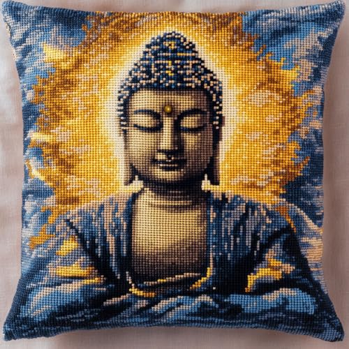 AMBATTERY 11CT Sticken Set Kreuzstich Kissen, Buddha-Statuen Kreuzstich Kissen Set Vorgedruckt Handstickerei Nähkissenbezug Stickset Kreuzstichkissen Zum Dekorieren 45x45cm AMBATTERY 11CT Sticken Set Kreuzstich Kissen, Buddha-Statuen Kreuzstich Kissen Set Vorgedruckt Handstickerei Nähkissenbezug Stickset Kreuzstichkissen Zum Dekorieren 45x45cm von AMBATTERY