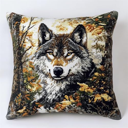 AMBATTERY DIY Stickkissen Set, Tier Wolf Kreuzstichkissen Zum Dekorieren 45X45cm Kissenbezug Zum Sticken Kreuzstich Kreuzstich Kissen zum Basteln Stickkissen Stickpackung AMBATTERY DIY Stickkissen Set, Tier Wolf Kreuzstichkissen Zum Dekorieren 45X45cm Kissenbezug Zum Sticken Kreuzstich Kreuzstich Kissen zum Basteln Stickkissen Stickpackung von AMBATTERY