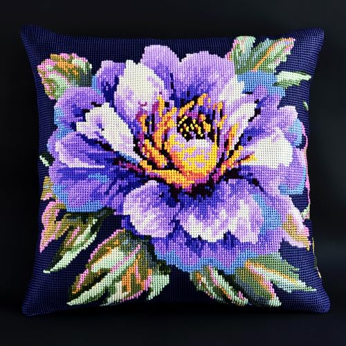 AMBATTERY Kissenbezug Zum Besticken Kreuzstich, Lila Blumen Stickkissen mit Muster 45X45cm Stickpackung Stickset Kreuzstich Kissen zum Basteln Stickkissen Stickpackung AMBATTERY Kissenbezug Zum Besticken Kreuzstich, Lila Blumen Stickkissen mit Muster 45X45cm Stickpackung Stickset Kreuzstich Kissen zum Basteln Stickkissen Stickpackung von AMBATTERY