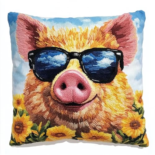 AMBATTERY Kissenbezug Zum Besticken Kreuzstich, Tierschwein und Blumen Stickkissen mit Muster 45X45cm Stickpackung Stickset Kreuzstich Kissen zum Basteln Stickkissen Stickpackung AMBATTERY Kissenbezug Zum Besticken Kreuzstich, Tierschwein und Blumen Stickkissen mit Muster 45X45cm Stickpackung Stickset Kreuzstich Kissen zum Basteln Stickkissen Stickpackung von AMBATTERY