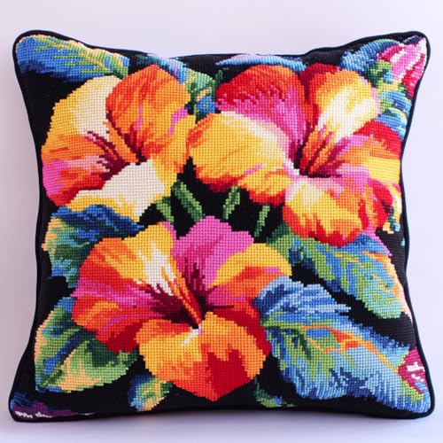 AMBATTERY Kissenbezug Zum Besticken Kreuzstich, blühende Blumen Stickkissen mit Muster 45X45cm Stickpackung Stickset Kreuzstich Kissen zum Basteln Stickkissen Stickpackung AMBATTERY Kissenbezug Zum Besticken Kreuzstich, blühende Blumen Stickkissen mit Muster 45X45cm Stickpackung Stickset Kreuzstich Kissen zum Basteln Stickkissen Stickpackung von AMBATTERY
