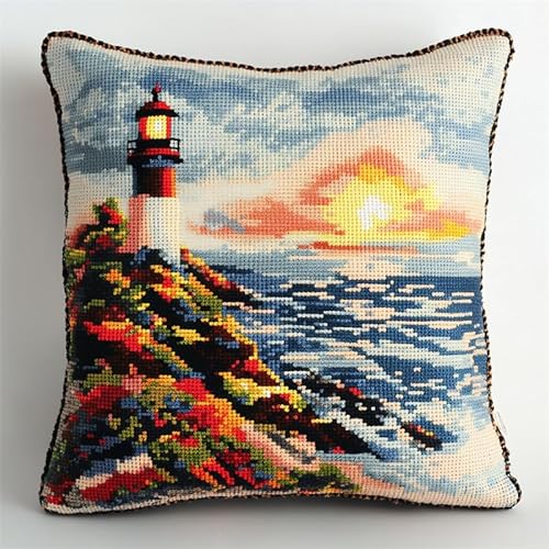 AMBATTERY Kissenbezug Zum Sticken Kreuzstich, Leuchtturm am Meer Handarbeits Kissenbezüge 45X45cm Stitch Kissenbezug Stickset Kreuzstich Kissen zum Basteln Stickkissen Stickpackung AMBATTERY Kissenbezug Zum Sticken Kreuzstich, Leuchtturm am Meer Handarbeits Kissenbezüge 45X45cm Stitch Kissenbezug Stickset Kreuzstich Kissen zum Basteln Stickkissen Stickpackung von AMBATTERY