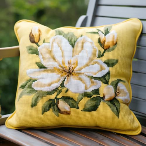 AMBATTERY Kreuzstich Kissen Set Vorgedruckt, Blühende Blumen Kreuzstichkissen Zum Dekorieren 45X45cm Stickkissen Zum Selbersticken Kreuzstich Set Vorgedruckt Kissenbezug von AMBATTERY