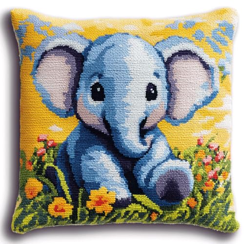 AMBATTERY Kreuzstich Kissen Set Vorgedruckt, Cartoon-Elefant Kissenbezug Zum Sticken Kreuzstich 45X45cm Handstickerei Nähkissenbezug Diy Handarbeit Kissen Kreuzstichkissen Set AMBATTERY Kreuzstich Kissen Set Vorgedruckt, Cartoon-Elefant Kissenbezug Zum Sticken Kreuzstich 45X45cm Handstickerei Nähkissenbezug Diy Handarbeit Kissen Kreuzstichkissen Set von AMBATTERY
