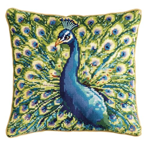 AMBATTERY Kreuzstich Kissen Set Vorgedruckt, Cartoon-Pfau Stickkissen mit Muster 45X45cm Kreuzstich Kissen zum Basteln Stickkissen kissenbezug zum besticken kreuzstich AMBATTERY Kreuzstich Kissen Set Vorgedruckt, Cartoon-Pfau Stickkissen mit Muster 45X45cm Kreuzstich Kissen zum Basteln Stickkissen kissenbezug zum besticken kreuzstich von AMBATTERY
