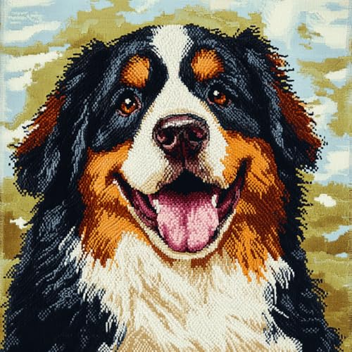 AMBATTERY Kreuzstich Kissen Set Vorgedruckt, Tier Hund Kissenbezug Zum Sticken Kreuzstich 45X45cm Handstickerei Nähkissenbezug Diy Handarbeit Kissen Kreuzstichkissen Set von AMBATTERY