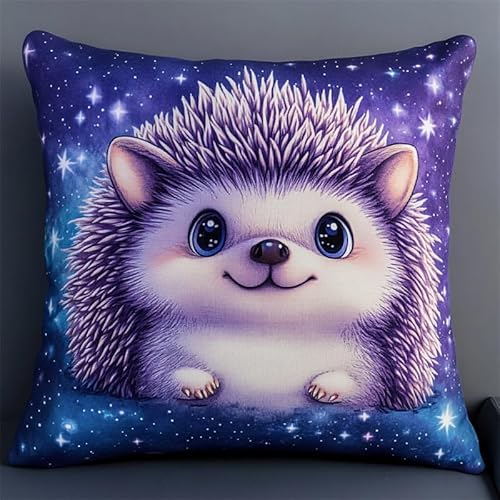 AMBATTERY Kreuzstich Kissen Set Vorgedruckt, Tier Igel Stickkissen mit Muster 45X45cm Kreuzstich Kissen zum Basteln Stickkissen kissenbezug zum besticken kreuzstich von AMBATTERY
