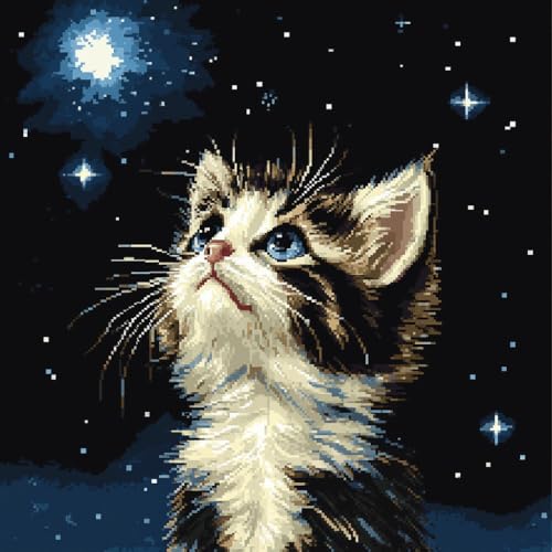 AMBATTERY Kreuzstich Kissen Set Vorgedruckt, Tiere, Katzen und Sterne Kreuzstichkissen Zum Dekorieren 45X45cm Stickkissen Zum Selbersticken Kreuzstich Set Vorgedruckt Kissenbezug AMBATTERY Kreuzstich Kissen Set Vorgedruckt, Tiere, Katzen und Sterne Kreuzstichkissen Zum Dekorieren 45X45cm Stickkissen Zum Selbersticken Kreuzstich Set Vorgedruckt Kissenbezug von AMBATTERY