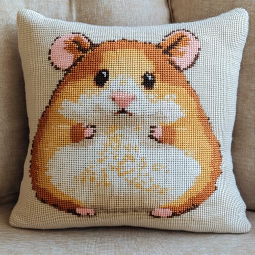 AMBATTERY Kreuzstich Kissen Set Vorgedruckt, Tierhamster Stickkissen mit Muster 45X45cm Kreuzstich Kissen zum Basteln Stickkissen kissenbezug zum besticken kreuzstich AMBATTERY Kreuzstich Kissen Set Vorgedruckt, Tierhamster Stickkissen mit Muster 45X45cm Kreuzstich Kissen zum Basteln Stickkissen kissenbezug zum besticken kreuzstich von AMBATTERY